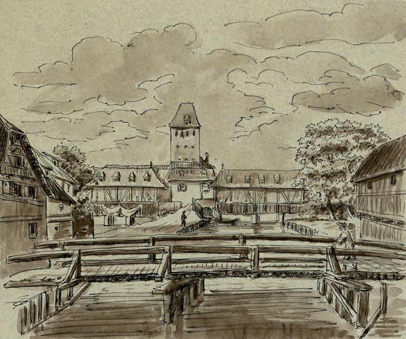 VUE DE STRASBOURG : VERS LES PONTS COUVERTS_0